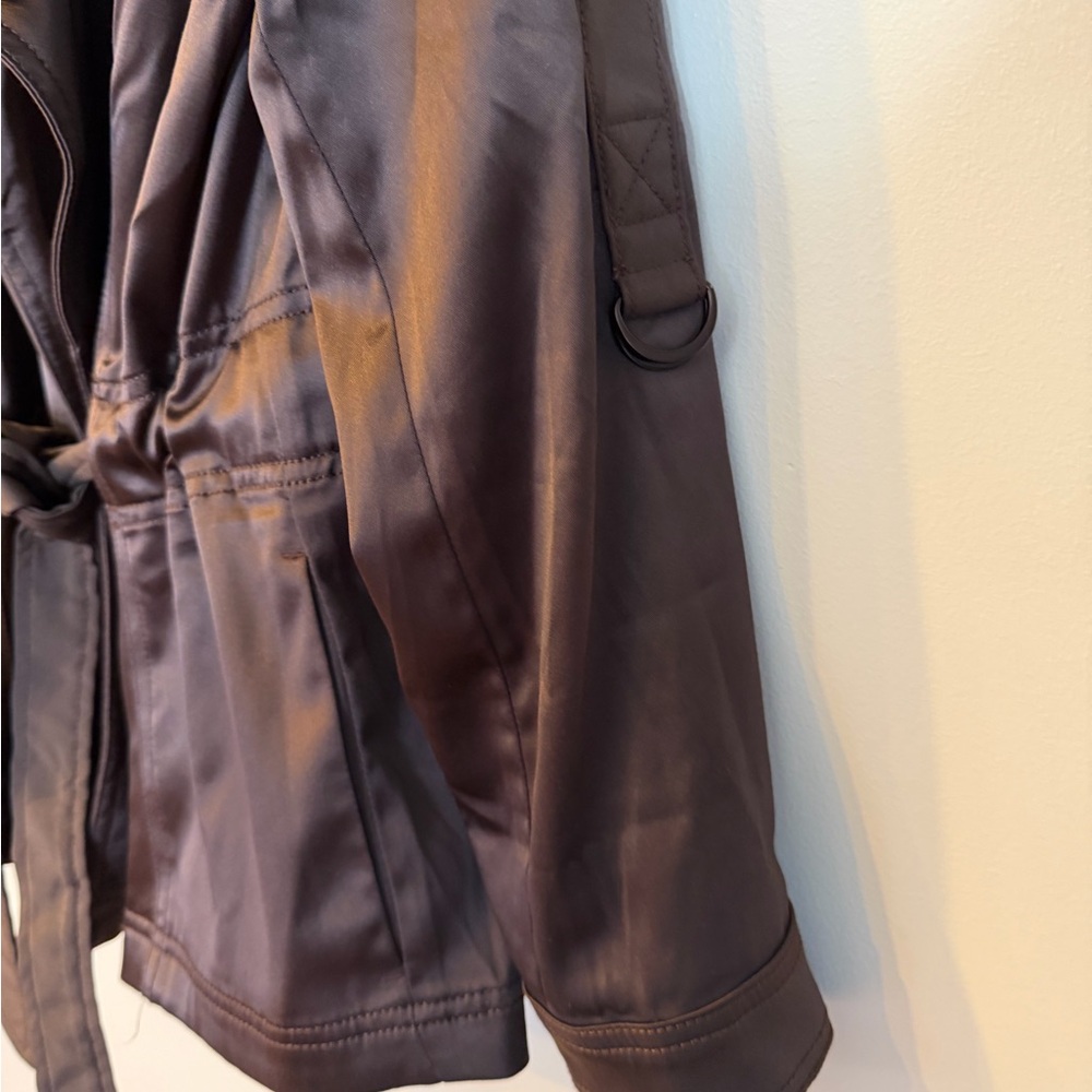 Chocolate Brown Trench Coat Satin White House Black Market Brown Size 4 - Picture 4 of 13